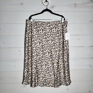 NWT Forever 21+ Skirt Satin Leopard Cheetah Print 2XL